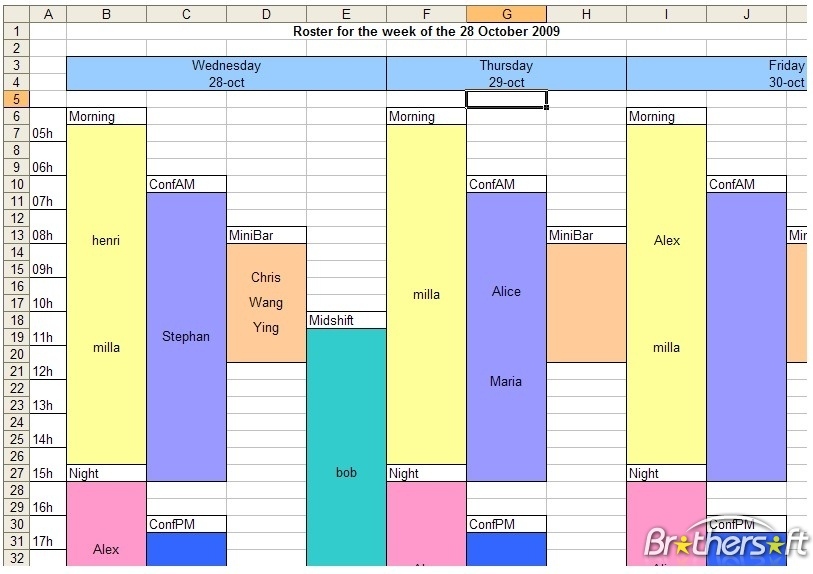 exemple planning excel horaire